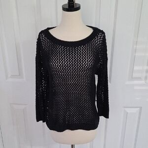 DKNY JEANS OPEN HOLE KNIT SWEATER COVER UP TOP LAYERING